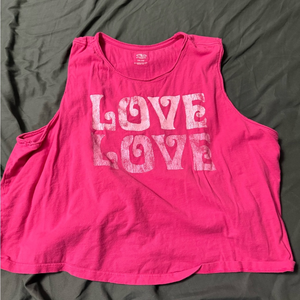 Pink Sleeveless Top with Love Print